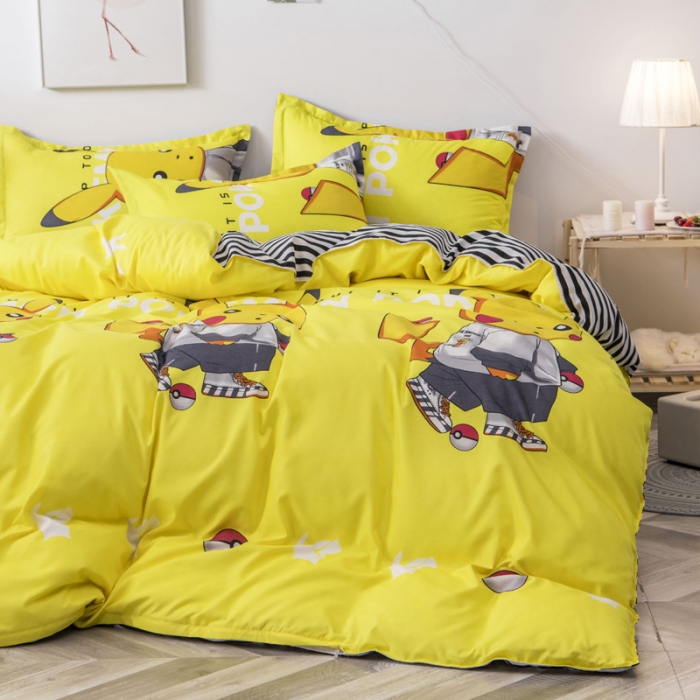 91家纺网 家纺一手货源 找家纺 乐居坊 2020新款简约小清新芦荟棉四件套 嘻哈精灵