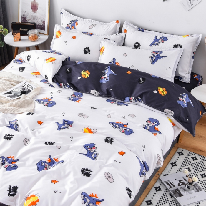 91家纺网 家纺一手货源 找家纺 乐居坊 2020新款简约小清新芦荟棉四件套 小霸王