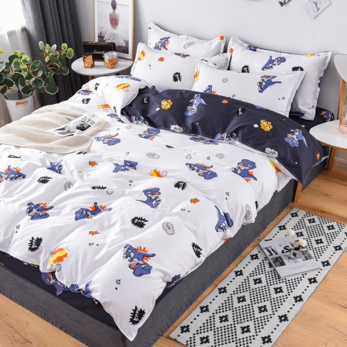 91家纺网 家纺一手货源 找家纺 乐居坊 2020新款简约小清新芦荟棉四件套 小霸王