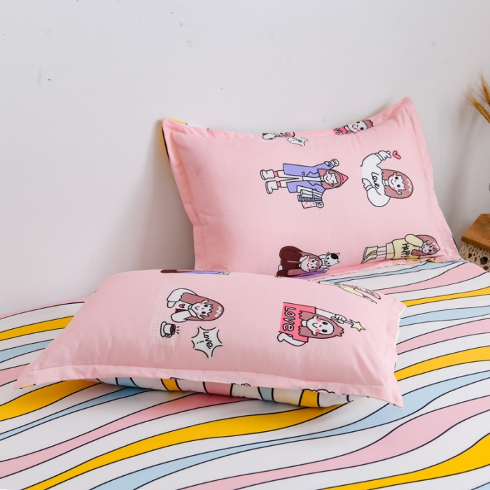 91家纺网 家纺一手货源 找家纺 乐居坊 2020新款简约小清新芦荟棉四件套 小姐姐