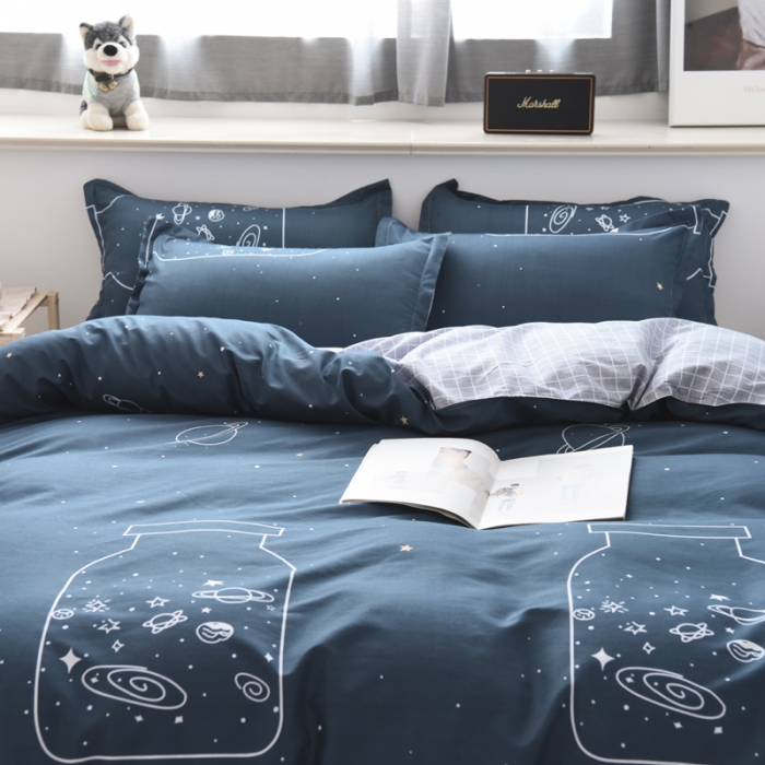 91家纺网 家纺一手货源 找家纺 乐居坊 2020新款简约小清新芦荟棉四件套 星空许愿