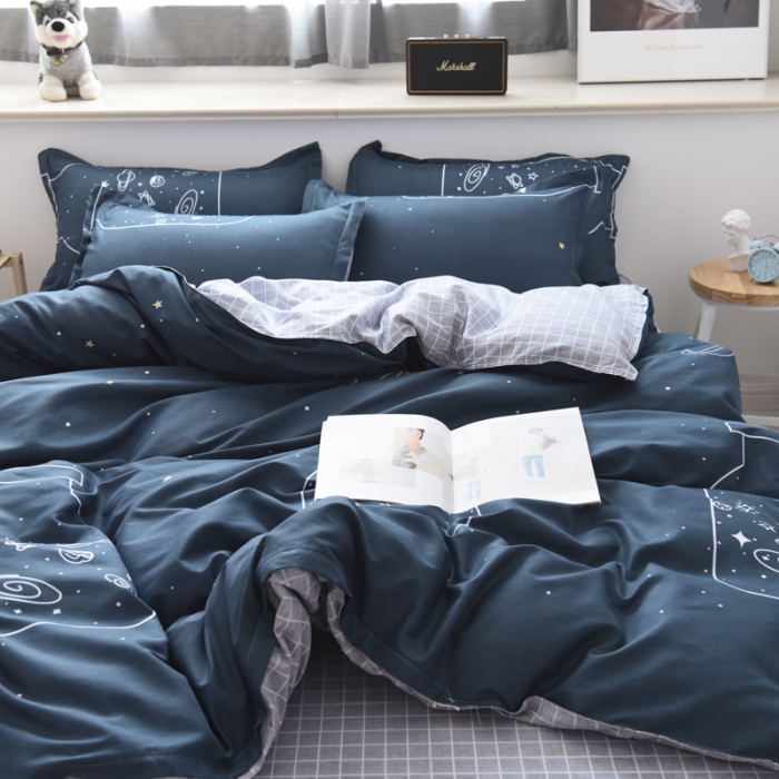 91家纺网 家纺一手货源 找家纺 乐居坊 2020新款简约小清新芦荟棉四件套 星空许愿