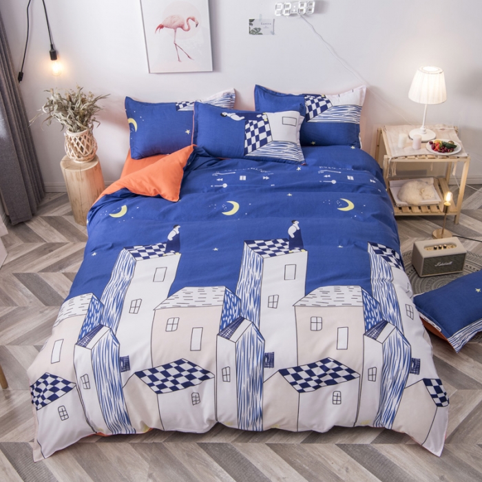 91家纺网 家纺一手货源 找家纺 乐居坊 2020新款简约小清新芦荟棉四件套 星座书上