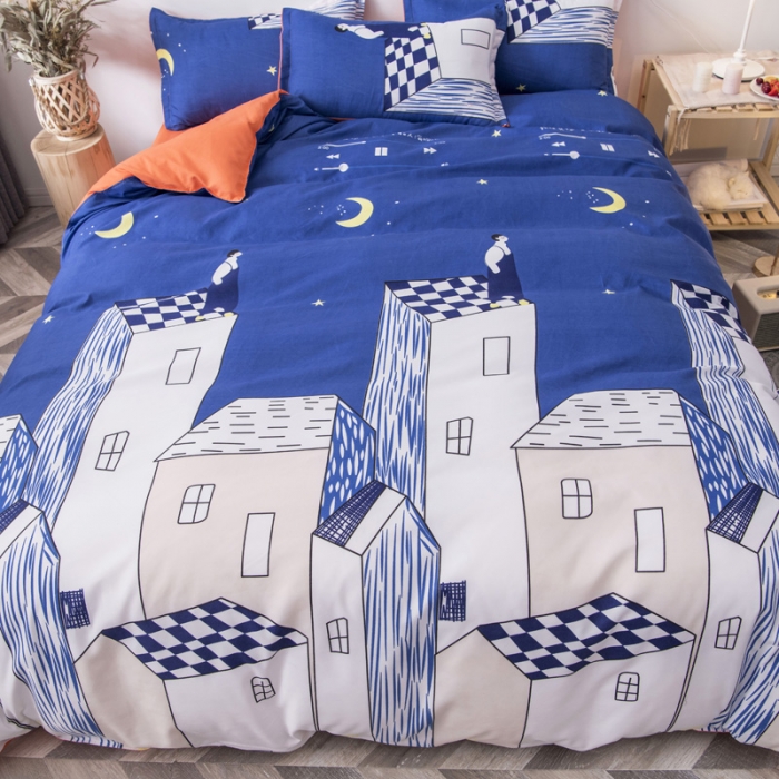 91家纺网 家纺一手货源 找家纺 乐居坊 2020新款简约小清新芦荟棉四件套 星座书上