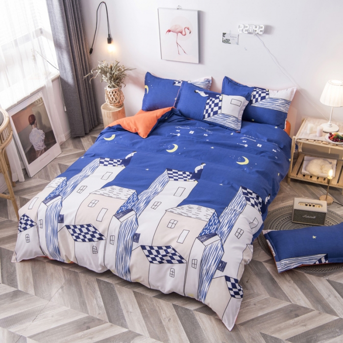 91家纺网 家纺一手货源 找家纺 乐居坊 2020新款简约小清新芦荟棉四件套 星座书上