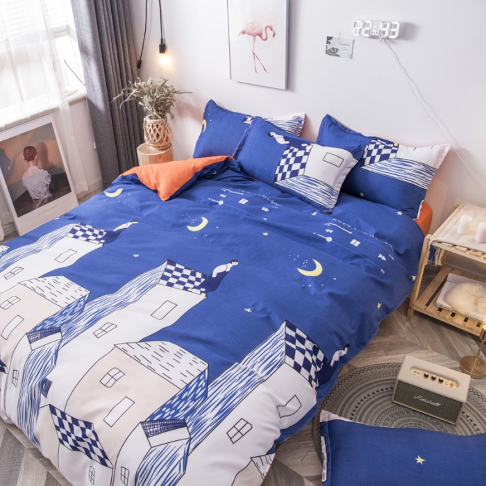 91家纺网 家纺一手货源 找家纺 乐居坊 2020新款简约小清新芦荟棉四件套 星座书上