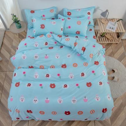 乐居坊 2020新款简约小清新芦荟棉四件套 熊之梦