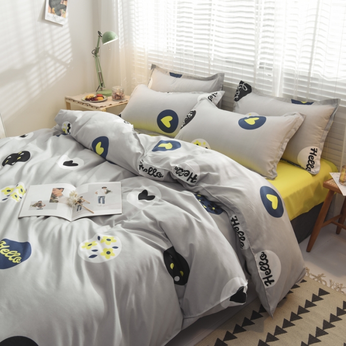 91家纺网 家纺一手货源 找家纺 乐居坊 2020新款简约小清新芦荟棉四件套 炫雅