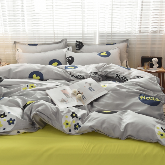 91家纺网 家纺一手货源 找家纺 乐居坊 2020新款简约小清新芦荟棉四件套 炫雅