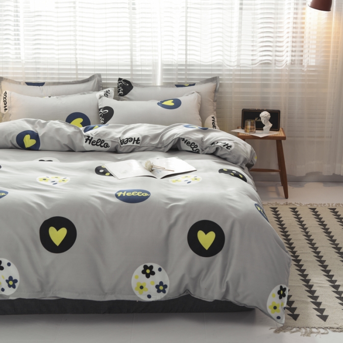 91家纺网 家纺一手货源 找家纺 乐居坊 2020新款简约小清新芦荟棉四件套 炫雅