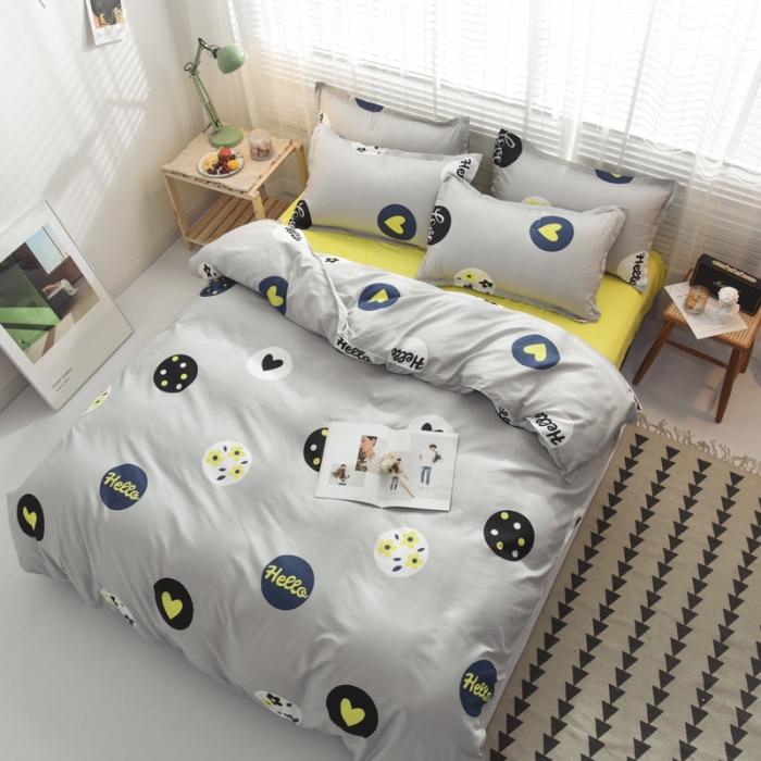 91家纺网 家纺一手货源 找家纺 乐居坊 2020新款简约小清新芦荟棉四件套 炫雅