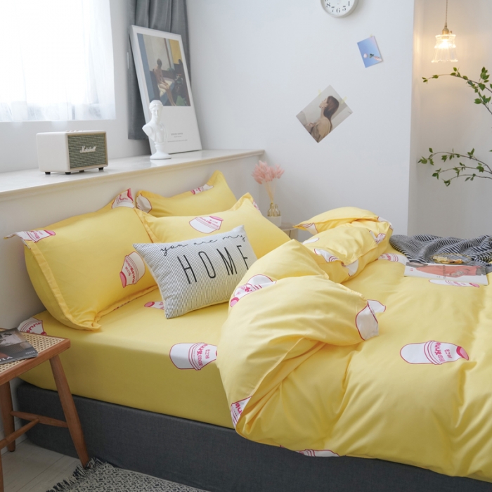 91家纺网 家纺一手货源 找家纺 乐居坊 2020新款简约小清新芦荟棉四件套 优乐多