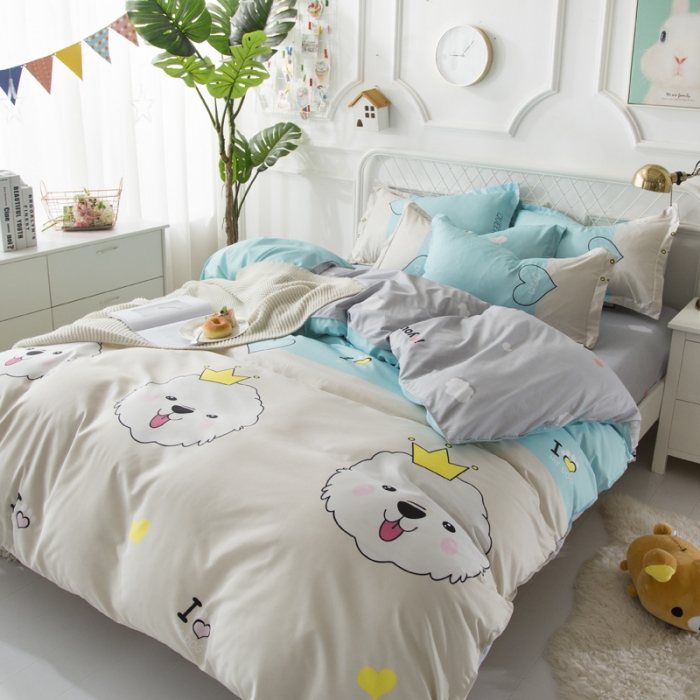 91家纺网 家纺一手货源 找家纺 乐居坊 2020新款简约小清新芦荟棉四件套 尤杜拉