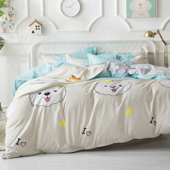 91家纺网 家纺一手货源 找家纺 乐居坊 2020新款简约小清新芦荟棉四件套 尤杜拉