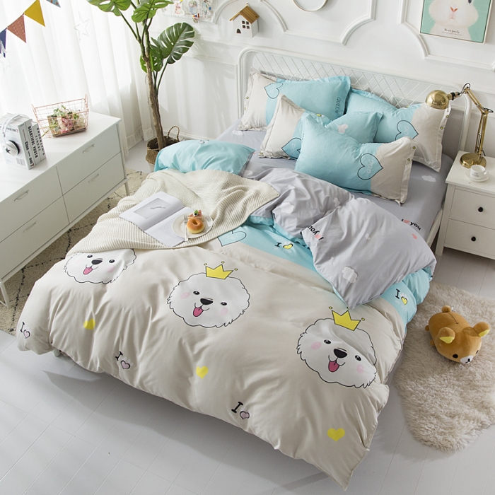 91家纺网 家纺一手货源 找家纺 乐居坊 2020新款简约小清新芦荟棉四件套 尤杜拉