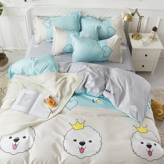 91家纺网 家纺一手货源 找家纺 乐居坊 2020新款简约小清新芦荟棉四件套 尤杜拉