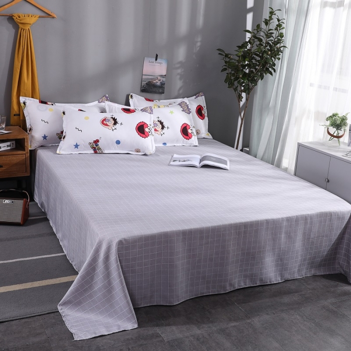 91家纺网 家纺一手货源 找家纺 乐居坊 2020新款简约小清新芦荟棉四件套 芝麻街