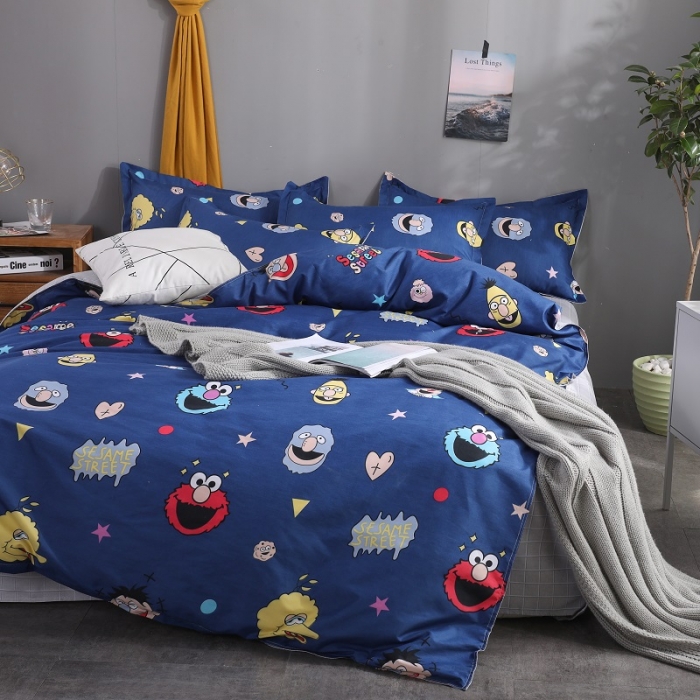 91家纺网 家纺一手货源 找家纺 乐居坊 2020新款简约小清新芦荟棉四件套 芝麻派对