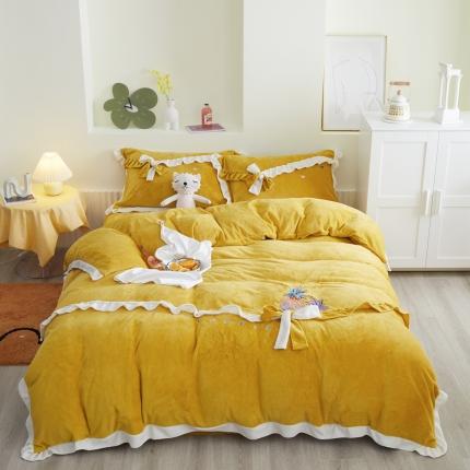 91家纺网 家纺一手货源 找家纺 （总）眠屿 2020新款牛奶绒绣花菠萝系列四件套