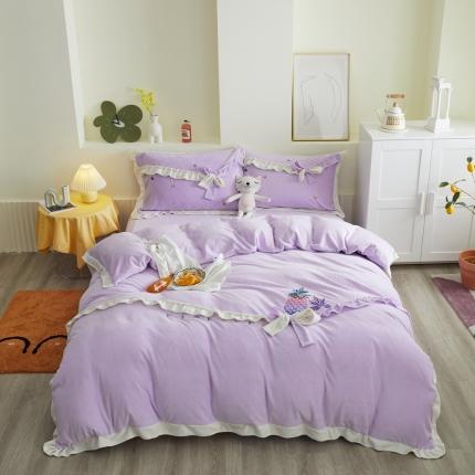 91家纺网 家纺一手货源 找家纺 （总）眠屿 2020新款牛奶绒绣花菠萝系列四件套