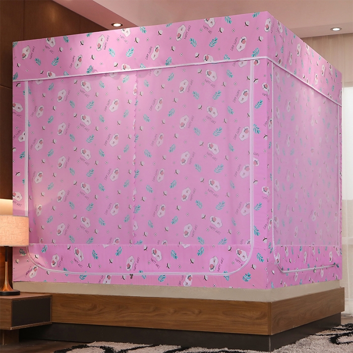 91家纺网 家纺一手货源 找家纺 迪凡保罗 新款5836-1遮光帘坐床烤漆支架蚊帐 小清新