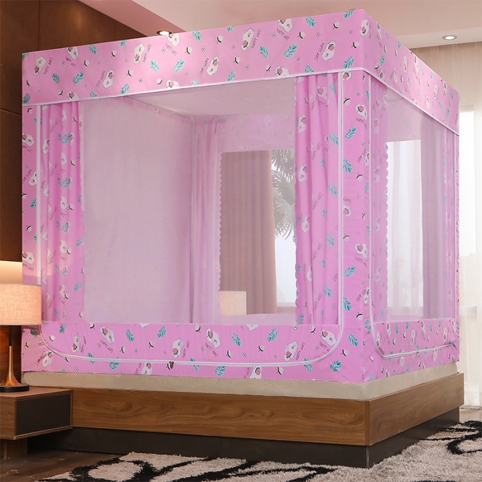 91家纺网 家纺一手货源 找家纺 迪凡保罗 新款5836-1遮光帘坐床烤漆支架蚊帐 小清新