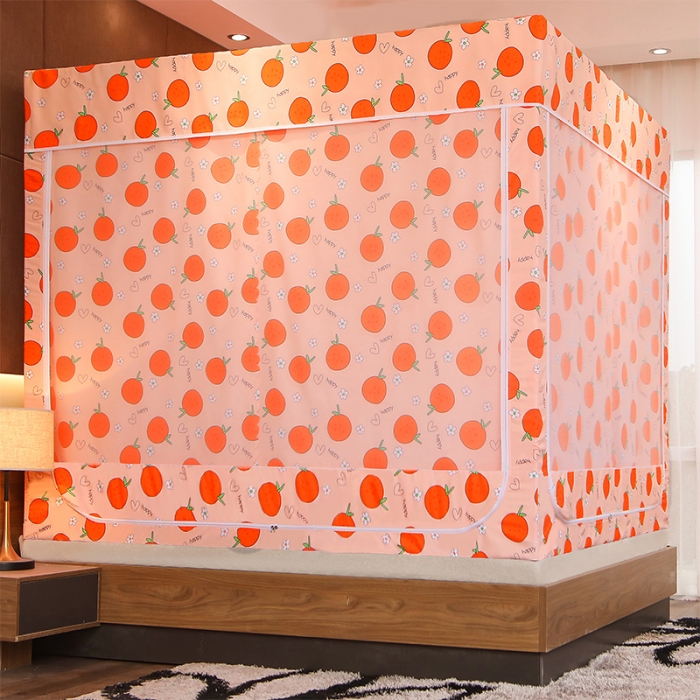 91家纺网 家纺一手货源 找家纺 迪凡保罗 新款5836-1遮光帘坐床烤漆支架蚊帐 阳光之橙