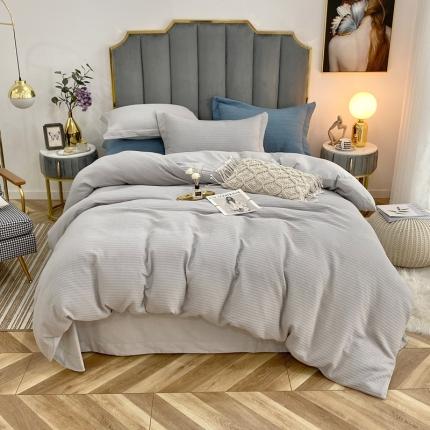 91家纺网 家纺一手货源 找家纺 （总）价格下调三沁家居 2023新款华夫格立体提花磨毛保暖四件套