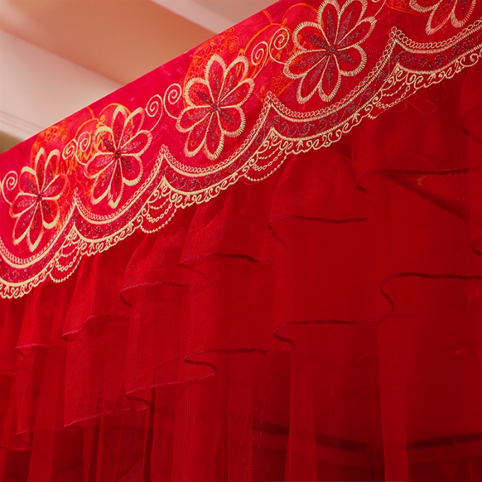 91家纺网 家纺一手货源 找家纺 艾晶美家纺 2021新款四季款豪华双杆双层蚊帐床幔 百年好合