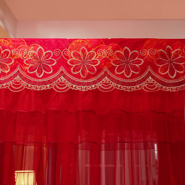 91家纺网 家纺一手货源 找家纺 艾晶美家纺 2021新款四季款豪华双杆双层蚊帐床幔 百年好合