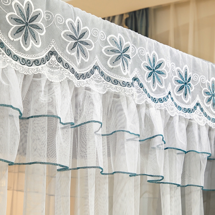 91家纺网 家纺一手货源 找家纺 艾晶美家纺 2021新款四季款豪华双杆双层蚊帐床幔 高雅灰