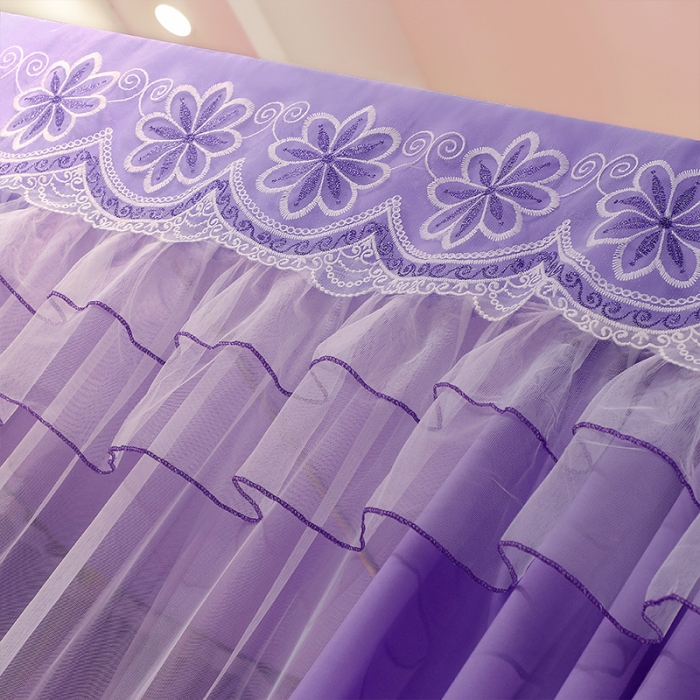 91家纺网 家纺一手货源 找家纺 艾晶美家纺 2021新款四季款豪华双杆双层蚊帐床幔 贵气紫