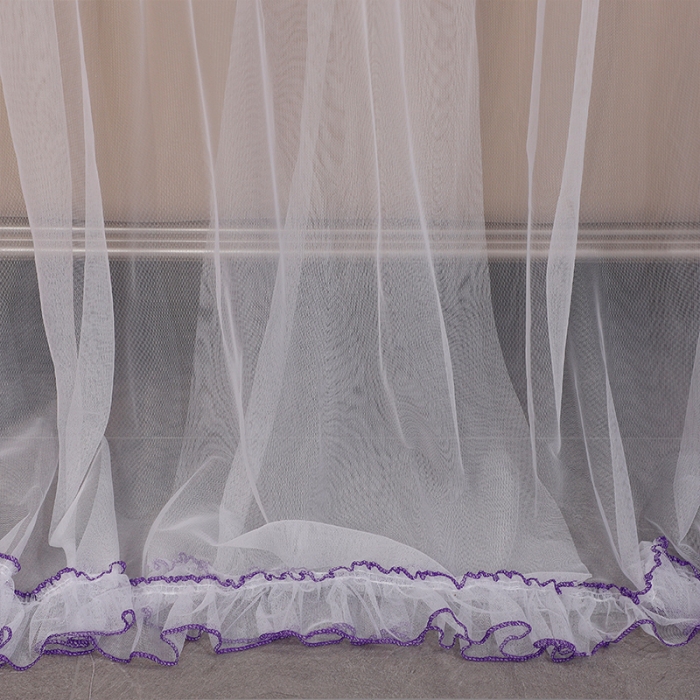 91家纺网 家纺一手货源 找家纺 艾晶美家纺 2021新款四季款豪华双杆双层蚊帐床幔 贵气紫