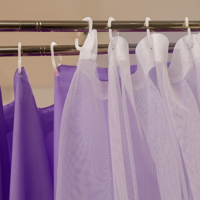 91家纺网 家纺一手货源 找家纺 艾晶美家纺 2021新款四季款豪华双杆双层蚊帐床幔 贵气紫