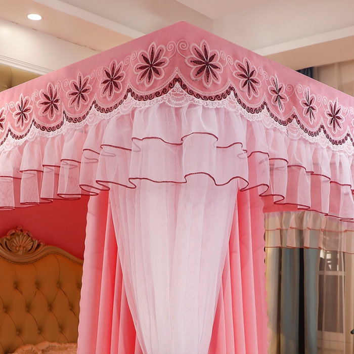 91家纺网 家纺一手货源 找家纺 艾晶美家纺 2021新款四季款豪华双杆双层蚊帐床幔 柔美玉
