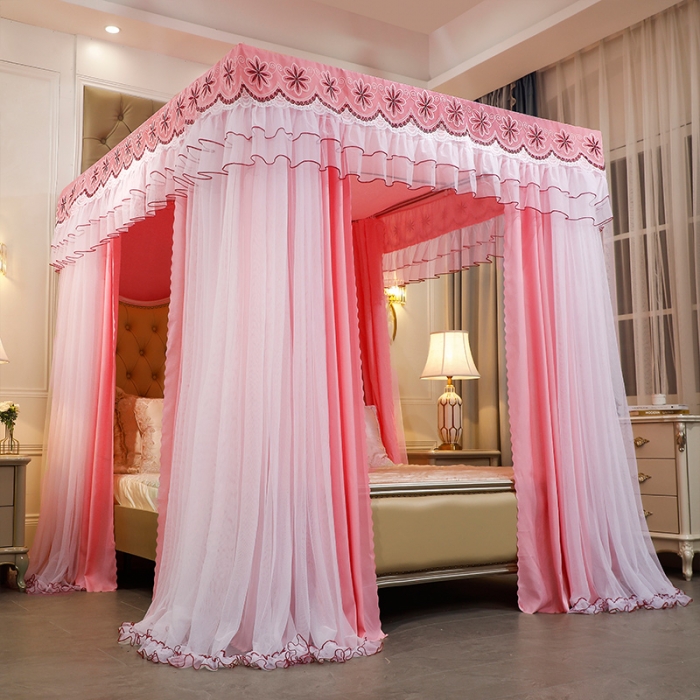 91家纺网 家纺一手货源 找家纺 艾晶美家纺 2021新款四季款豪华双杆双层蚊帐床幔 柔美玉