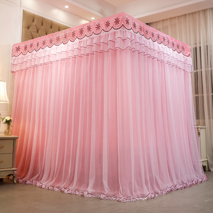 91家纺网 家纺一手货源 找家纺 艾晶美家纺 2021新款四季款豪华双杆双层蚊帐床幔 柔美玉