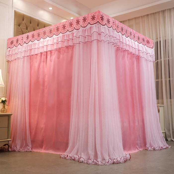 91家纺网 家纺一手货源 找家纺 艾晶美家纺 2021新款四季款豪华双杆双层蚊帐床幔 柔美玉