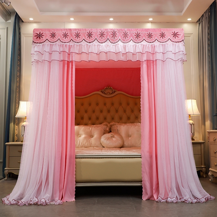 91家纺网 家纺一手货源 找家纺 艾晶美家纺 2021新款四季款豪华双杆双层蚊帐床幔 柔美玉