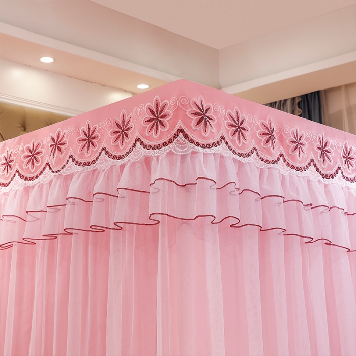 91家纺网 家纺一手货源 找家纺 艾晶美家纺 2021新款四季款豪华双杆双层蚊帐床幔 柔美玉