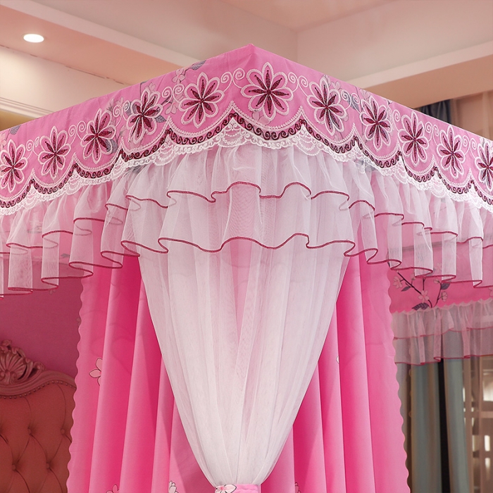91家纺网 家纺一手货源 找家纺 艾晶美家纺 2021新款四季款豪华双杆双层蚊帐床幔 三生花