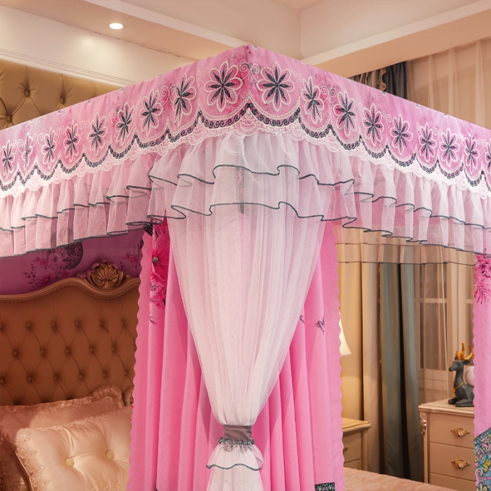 91家纺网 家纺一手货源 找家纺 艾晶美家纺 2021新款四季款豪华双杆双层蚊帐床幔 同心缘
