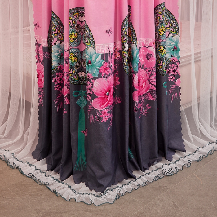 91家纺网 家纺一手货源 找家纺 艾晶美家纺 2021新款四季款豪华双杆双层蚊帐床幔 同心缘