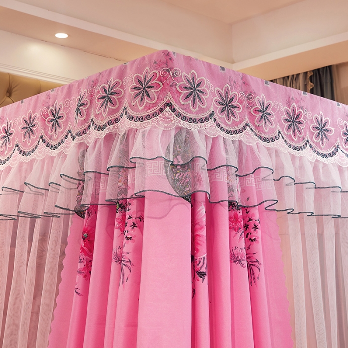 91家纺网 家纺一手货源 找家纺 艾晶美家纺 2021新款四季款豪华双杆双层蚊帐床幔 同心缘