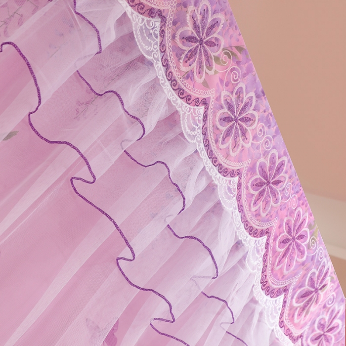 91家纺网 家纺一手货源 找家纺 艾晶美家纺 2021新款四季款豪华双杆双层蚊帐床幔 紫藤花