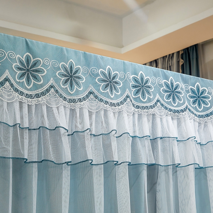 91家纺网 家纺一手货源 找家纺 艾晶美家纺 2021新款四季款豪华双杆双层蚊帐床幔 祖母绿