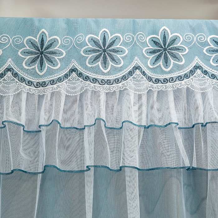 91家纺网 家纺一手货源 找家纺 艾晶美家纺 2021新款四季款豪华双杆双层蚊帐床幔 祖母绿