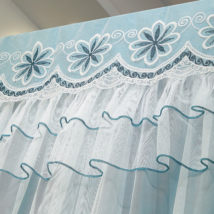 91家纺网 家纺一手货源 找家纺 艾晶美家纺 2021新款四季款豪华双杆双层蚊帐床幔 祖母绿