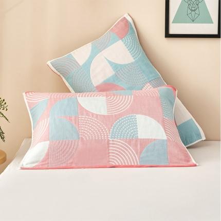 91家纺网 家纺一手货源 找家纺 朴尔四层全棉纱布一对儿童枕巾毛巾欧式枕芯盖巾 潮流风尚-粉