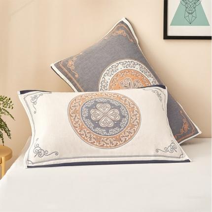 91家纺网 家纺一手货源 找家纺 朴尔四层全棉纱布一对儿童枕巾毛巾欧式枕芯盖巾 蒂凡尼-米白